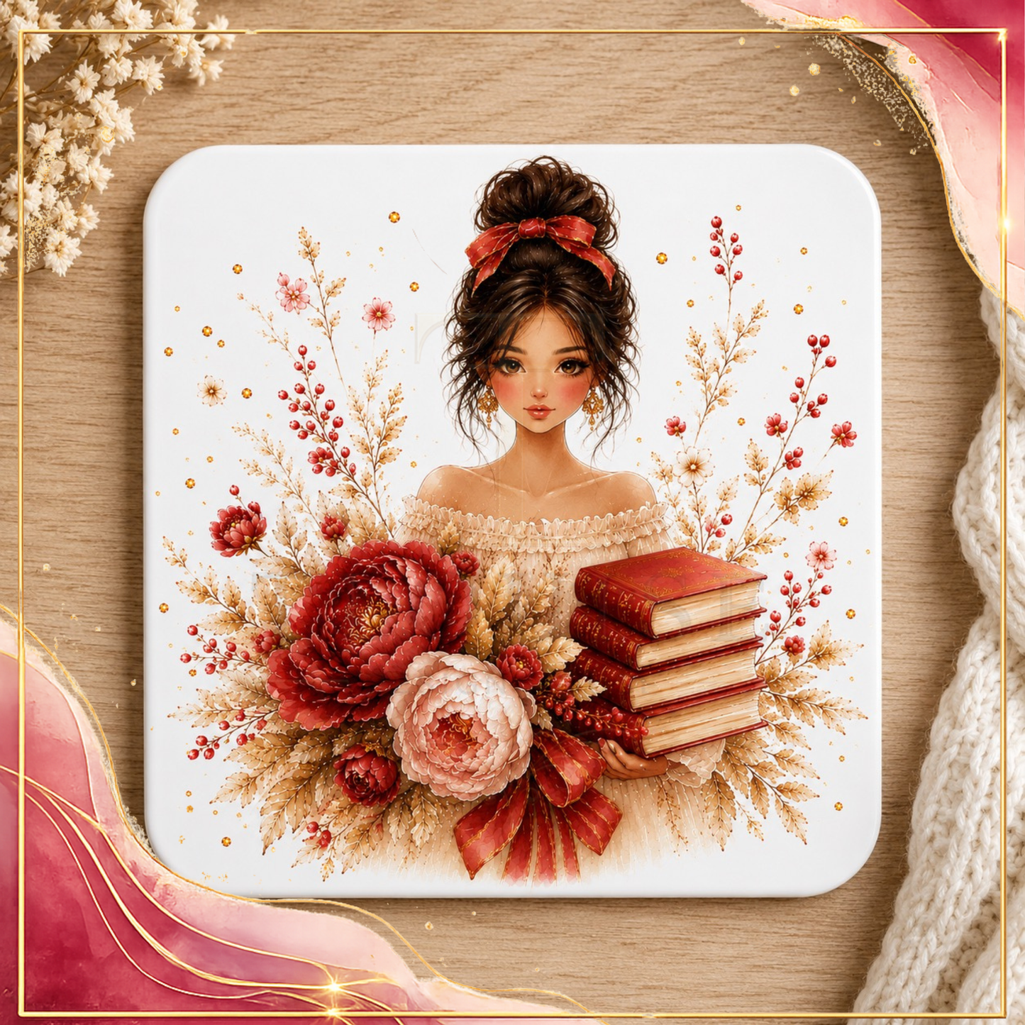 Cozy Book Lover Printable Gift Set – 4 Coordinated Designs
