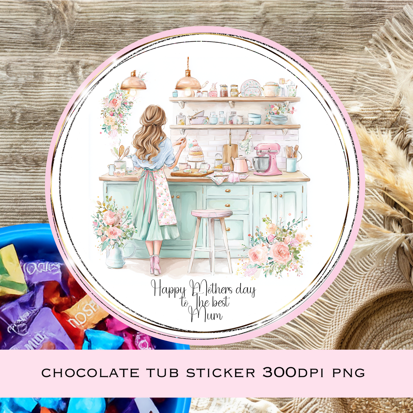 Mommas Kitchen Chocolate Tub Sticker
