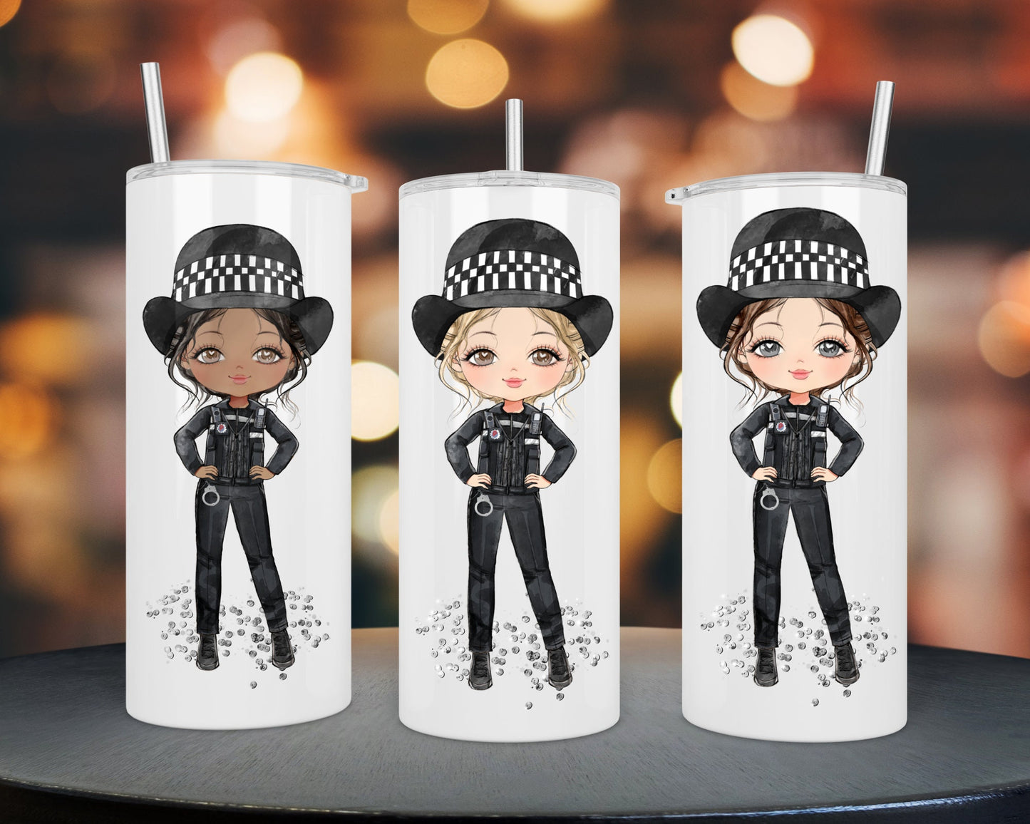 Police Woman Character Doll print Sublimation Design, Female Officer PNG Files