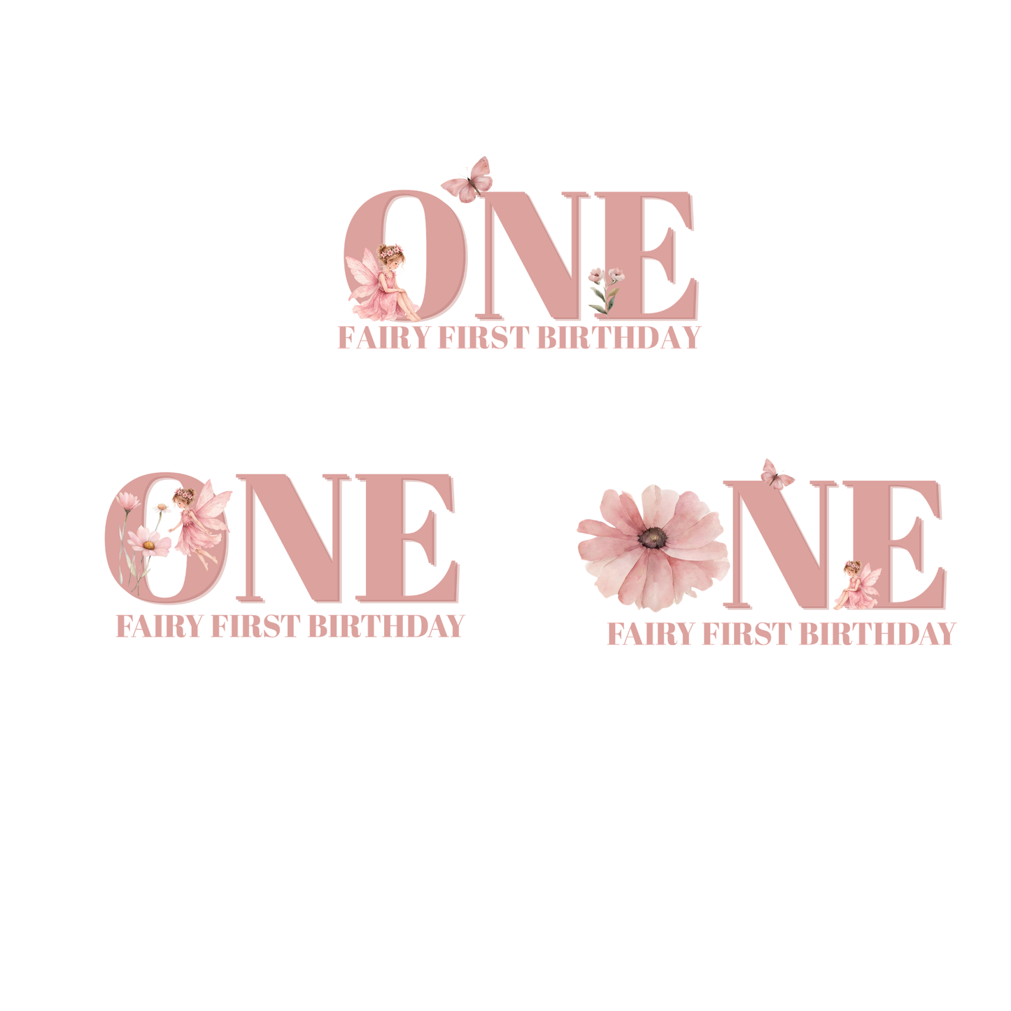 Fairy & woodland animal First Birthday ONE Design Set
