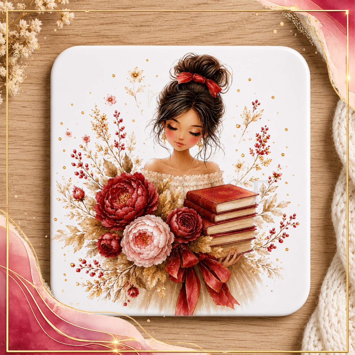 Cozy Book Lover Printable Gift Set – 4 Coordinated Designs