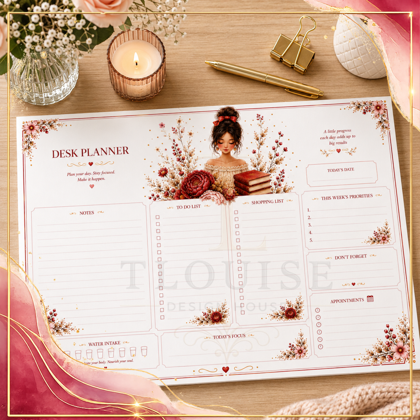 Cozy Book Lover Printable Gift Set – 4 Coordinated Designs