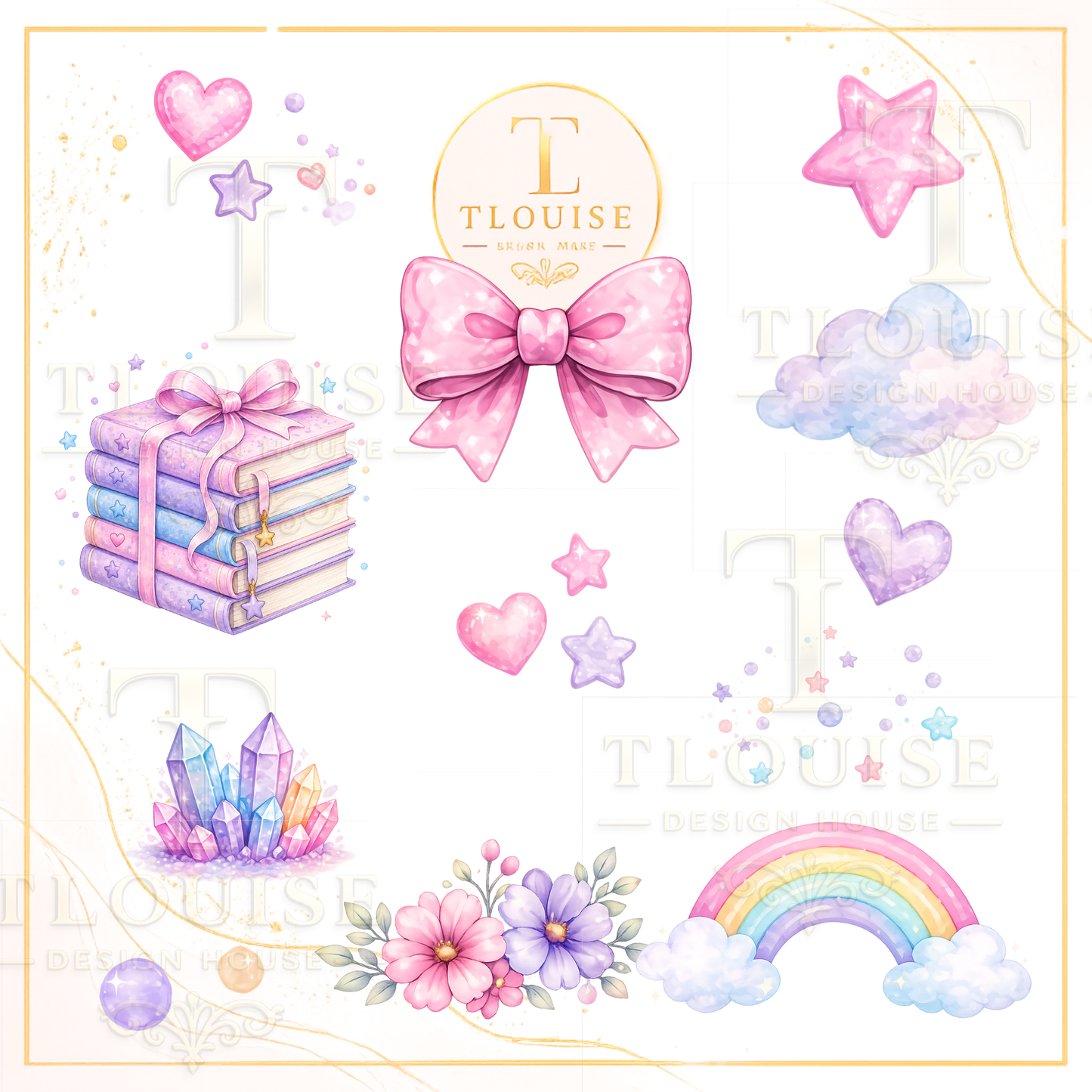 Cute Watercolour Unicorn Digital Collection | Mug Wraps, Bookmarks, Coasters, Notepad Pages & Clip Art PNG Bundle