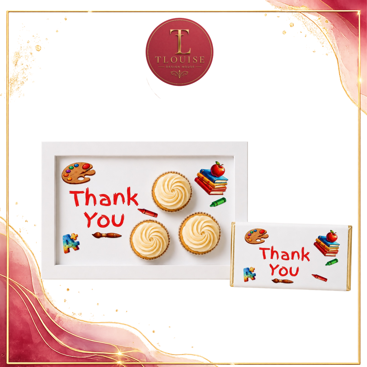 Teacher Cupcake insert & Chocolate Bar Wrapper Set