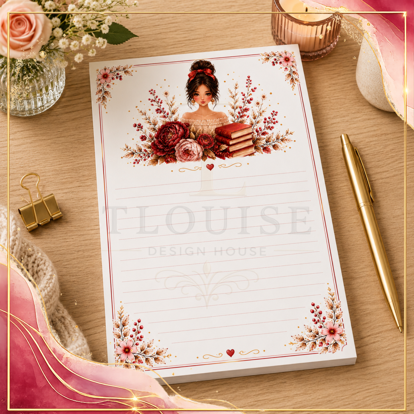 Cozy Book Lover Printable Gift Set – 4 Coordinated Designs