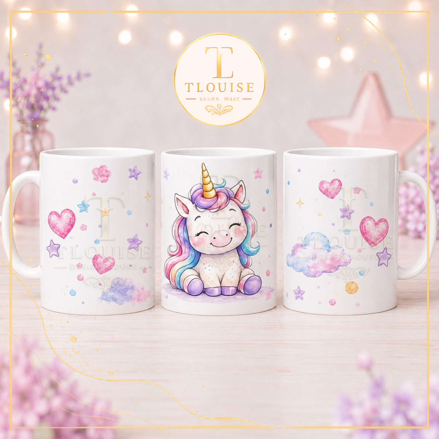 Cute Watercolour Unicorn Digital Collection | Mug Wraps, Bookmarks, Coasters, Notepad Pages & Clip Art PNG Bundle