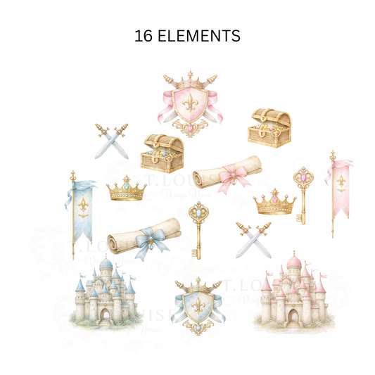 Princess &amp; Knight Fairytale Clipart Set