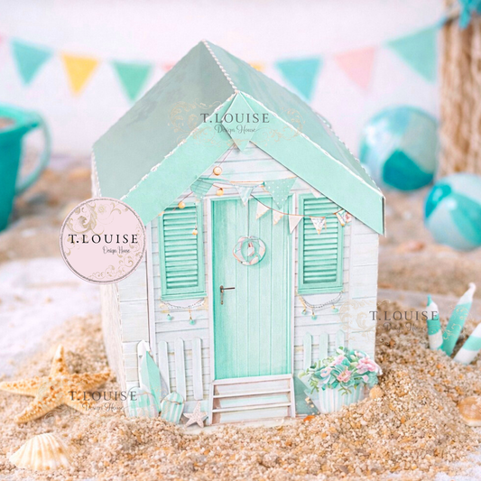 Beach Hut Party Favour Template & artwork set