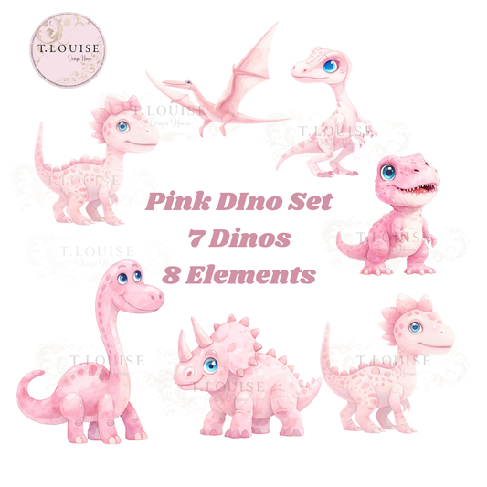 Pink Baby Dino artwork set