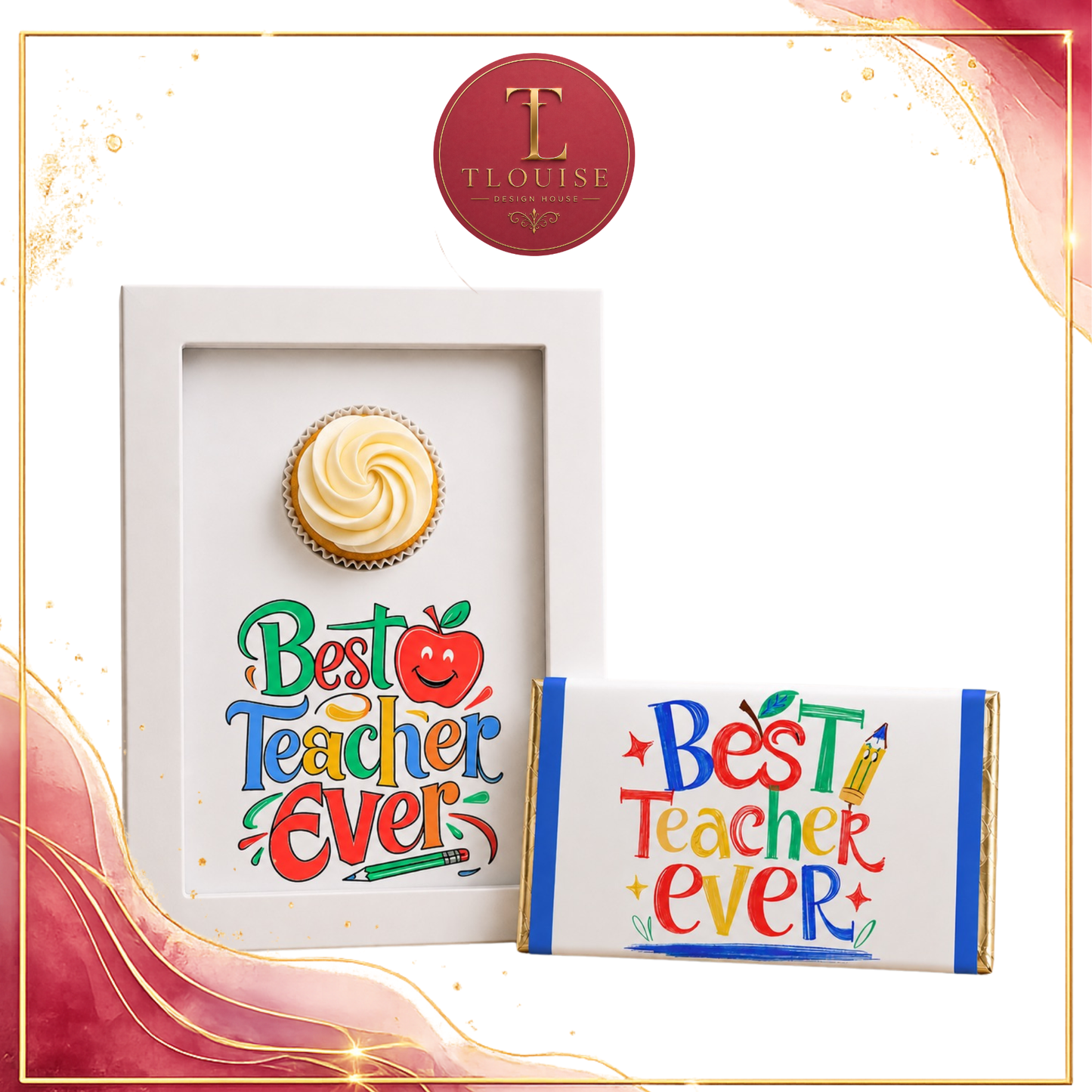 Teacher Cupcake insert & Chocolate Bar Wrapper Set