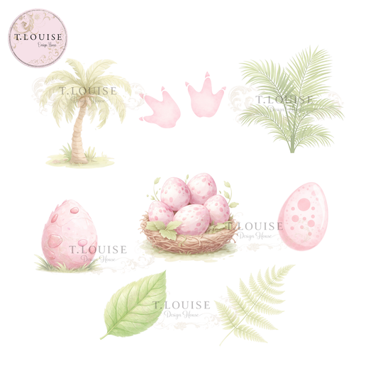 Pink Baby Dino artwork set