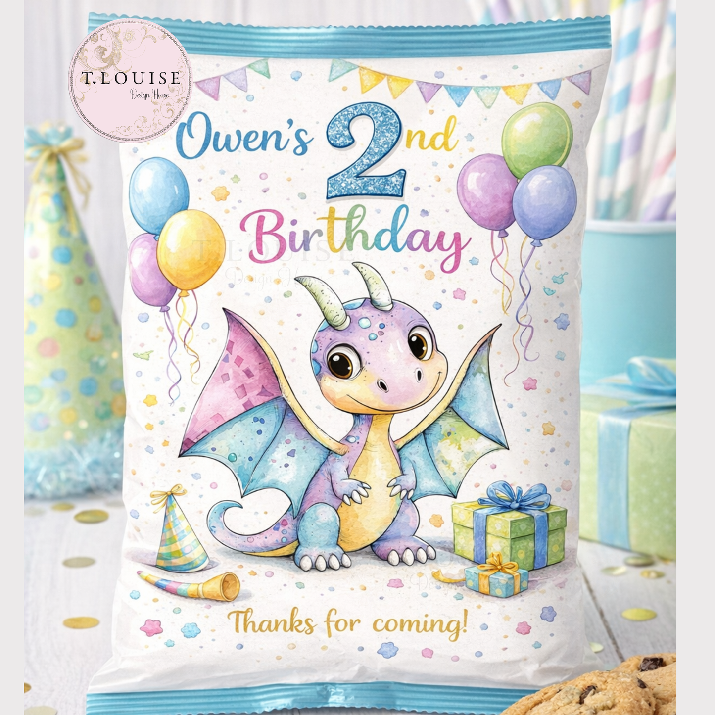 Pastel Baby Dinosaur Birthday Clipart Set – Watercolor Party Bundle