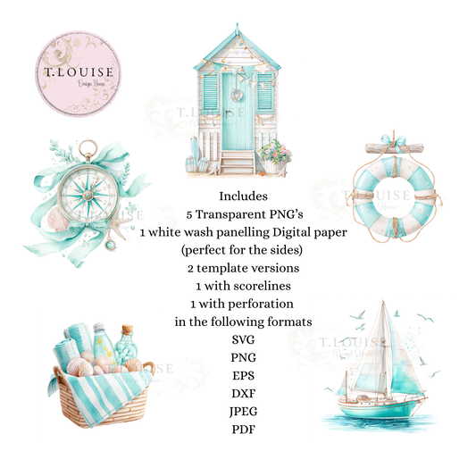 Beach Hut Party Favour Template & artwork set