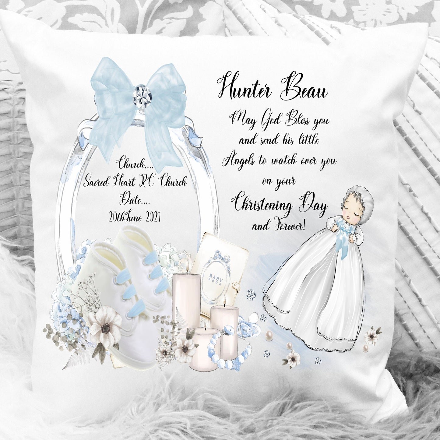 Baby Boy Christening Sublimation Design (PNG Digital Download)
