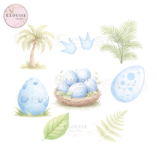 Blue Baby Dino artwork set