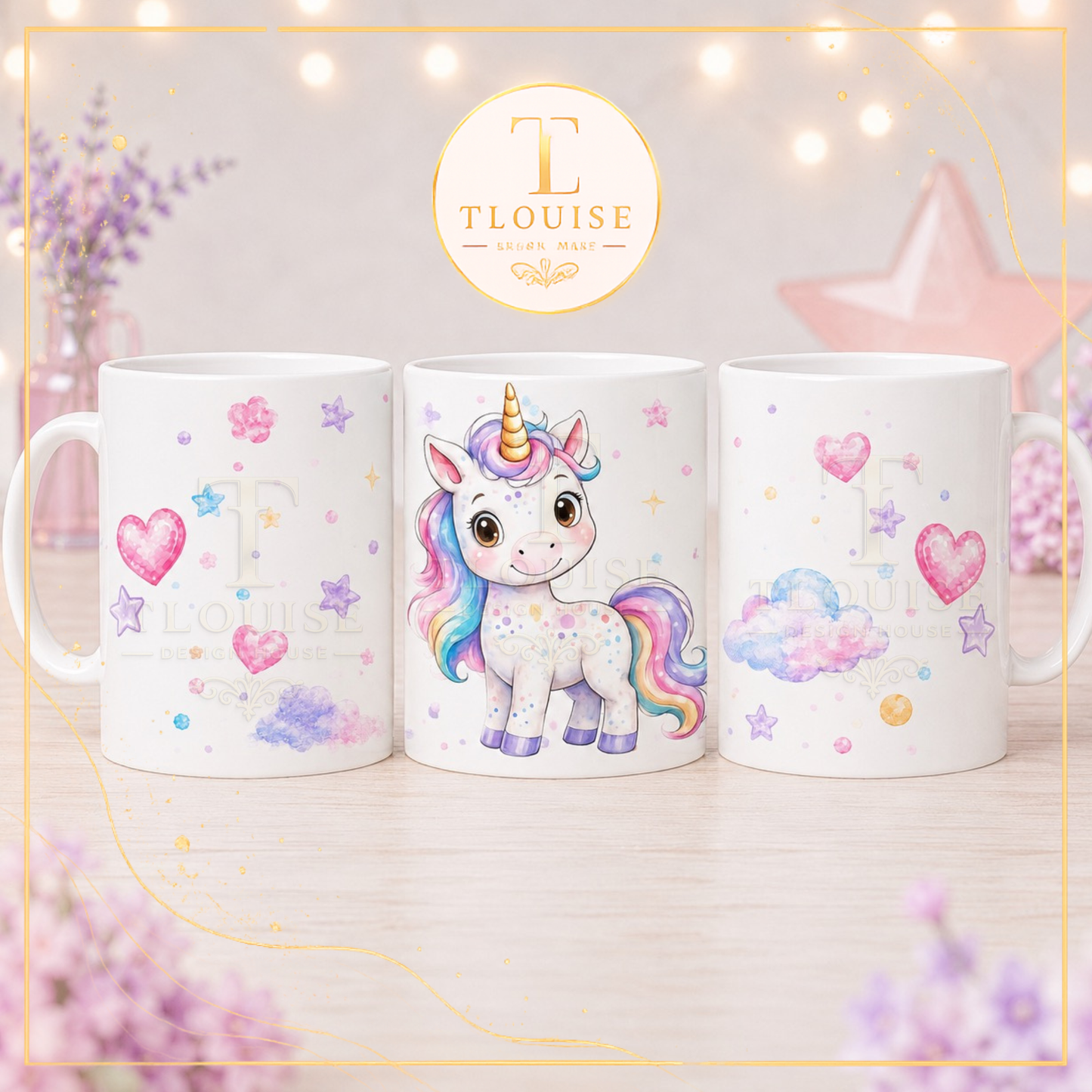Cute Watercolour Unicorn Digital Collection | Mug Wraps, Bookmarks, Coasters, Notepad Pages & Clip Art PNG Bundle