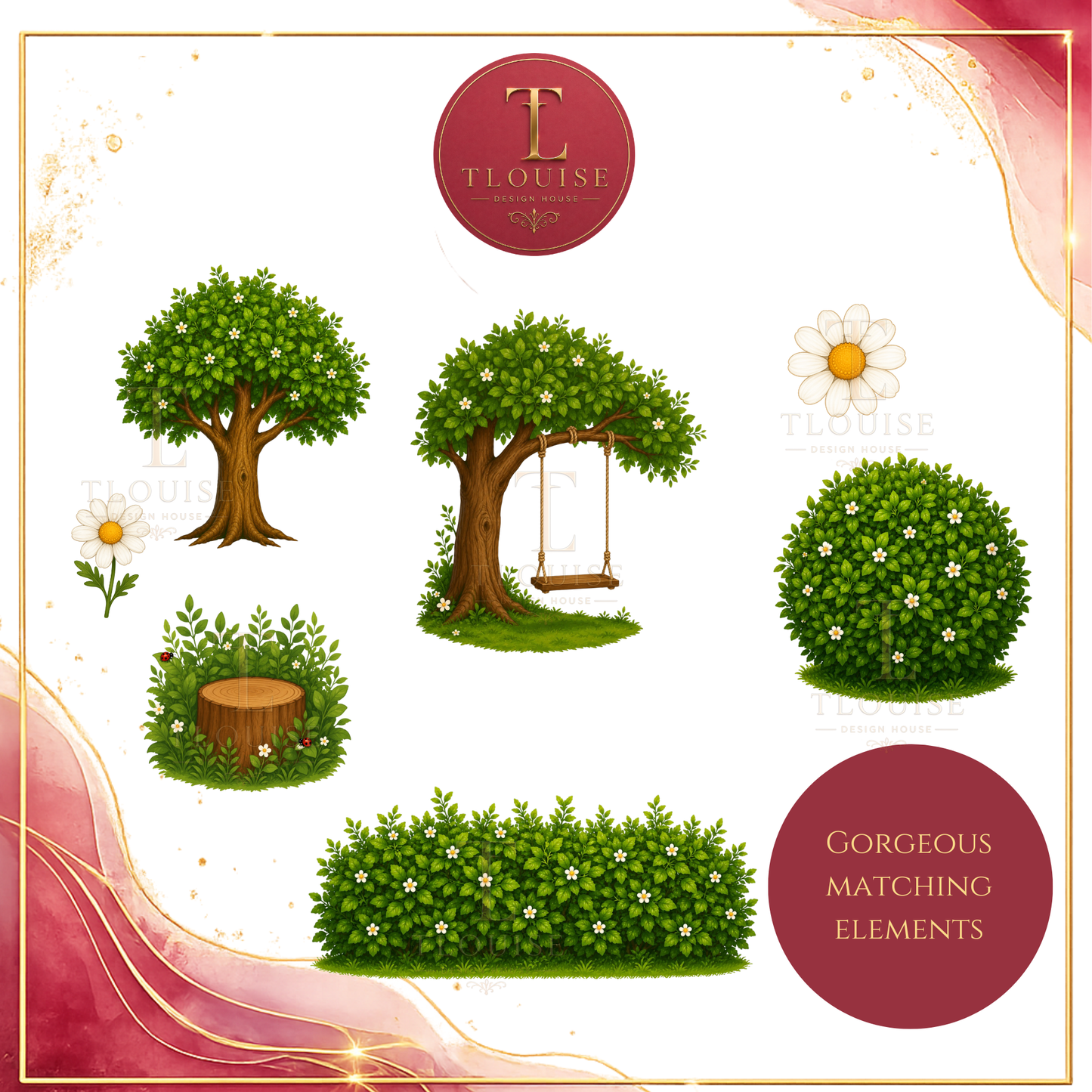 Ladybird Girl &amp; Garden Friends Clipart Bundle