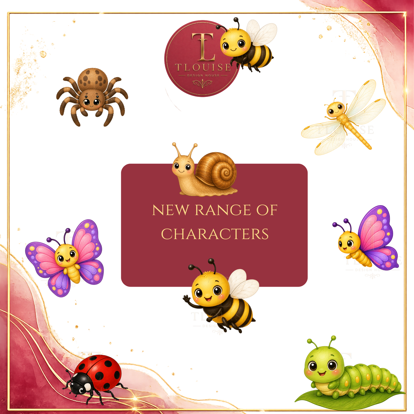 Ladybird Girl &amp; Garden Friends Clipart Bundle