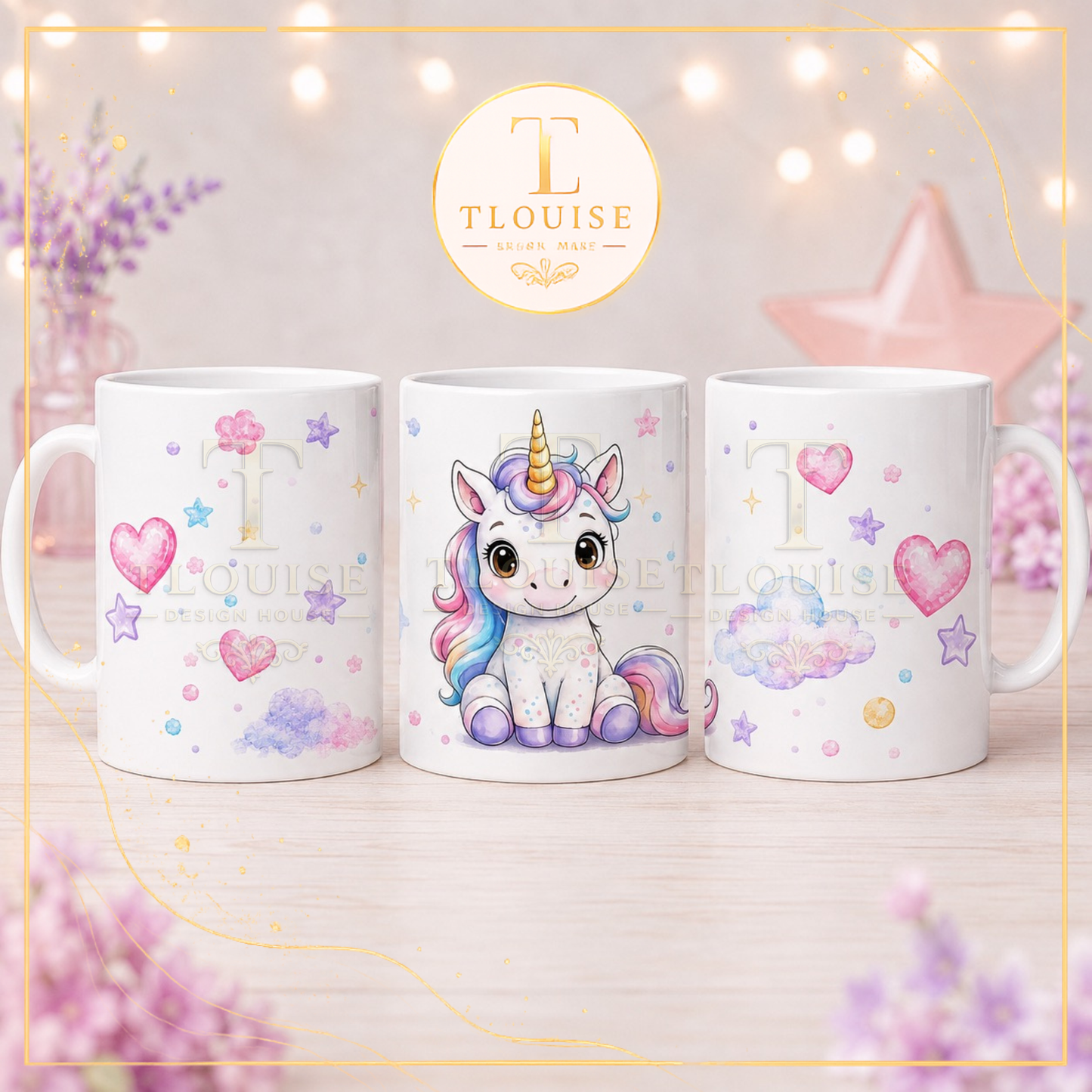 Cute Watercolour Unicorn Digital Collection | Mug Wraps, Bookmarks, Coasters, Notepad Pages & Clip Art PNG Bundle