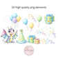 Pastel Baby Dinosaur Birthday Clipart Set – Watercolor Party Bundle