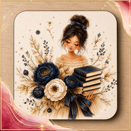 Blue & Gold Cozy Book Lover Printable Gift Set – 4 Coordinated Designs
