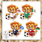 World Cup Football Lion Digital PNG Bundle – 5 Individual Football Designs