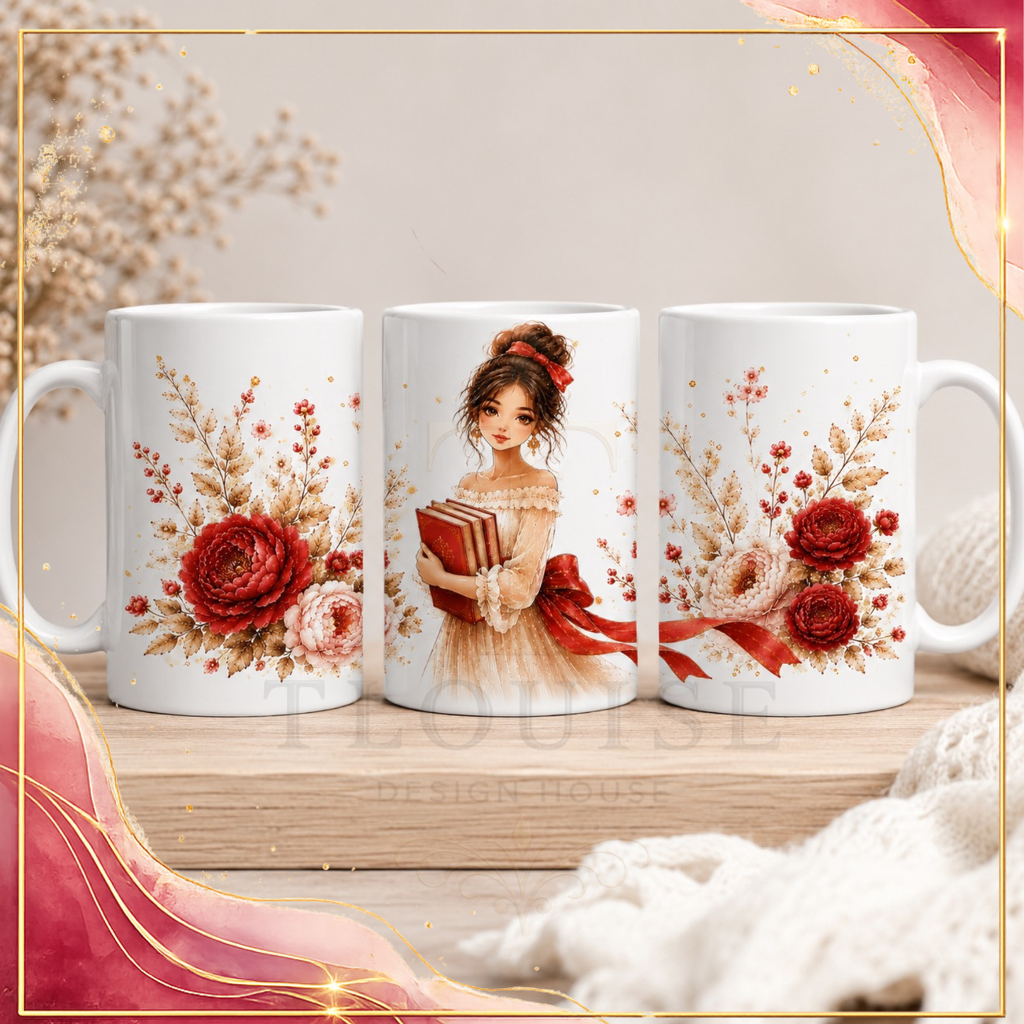 Cozy Book Lover Printable Gift Set – 4 Coordinated Designs