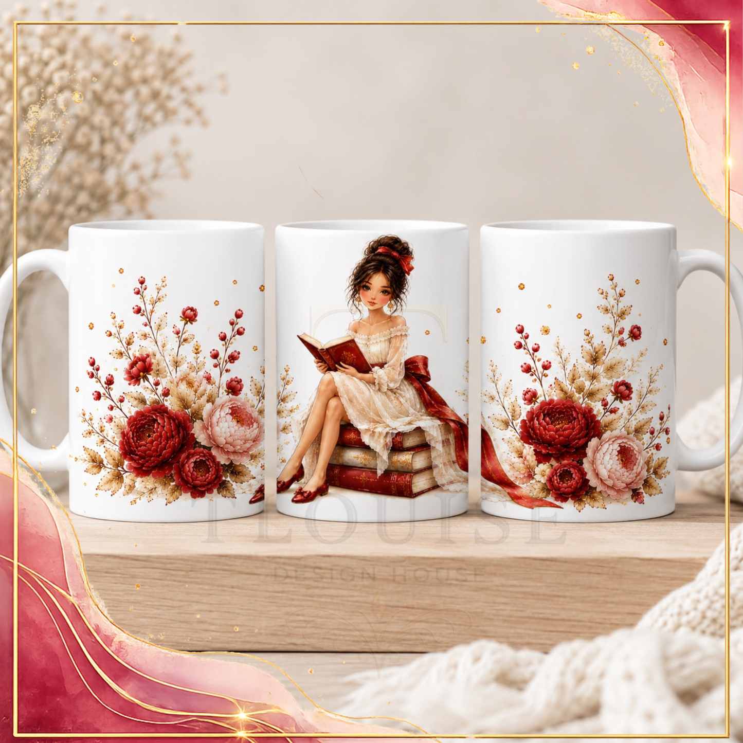 Cozy Book Lover Printable Gift Set – 4 Coordinated Designs
