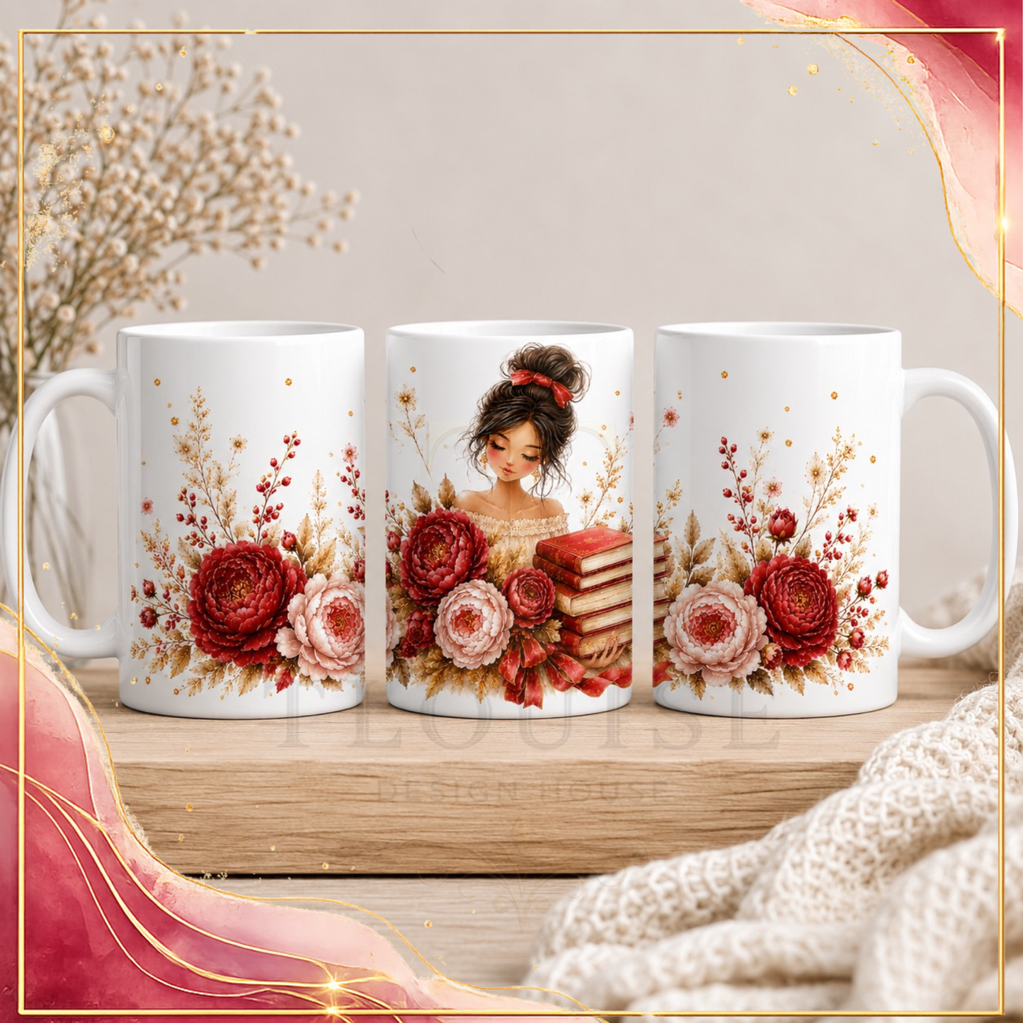Cozy Book Lover Printable Gift Set – 4 Coordinated Designs