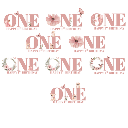 Fairy & woodland animal First Birthday ONE Design Set