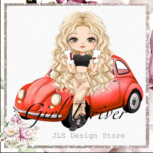 Driver Girl Clipart Set: Customizable New Driver PNG (Digital Download