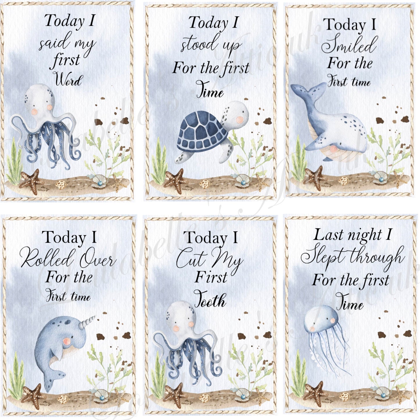 Under the Sea Nursery Bundle: Baby Stats & Milestone PNG Files