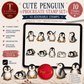 Cute Penguin Procreate Stamp Set | 10 Hand Drawn Penguin Stamps for Procreate