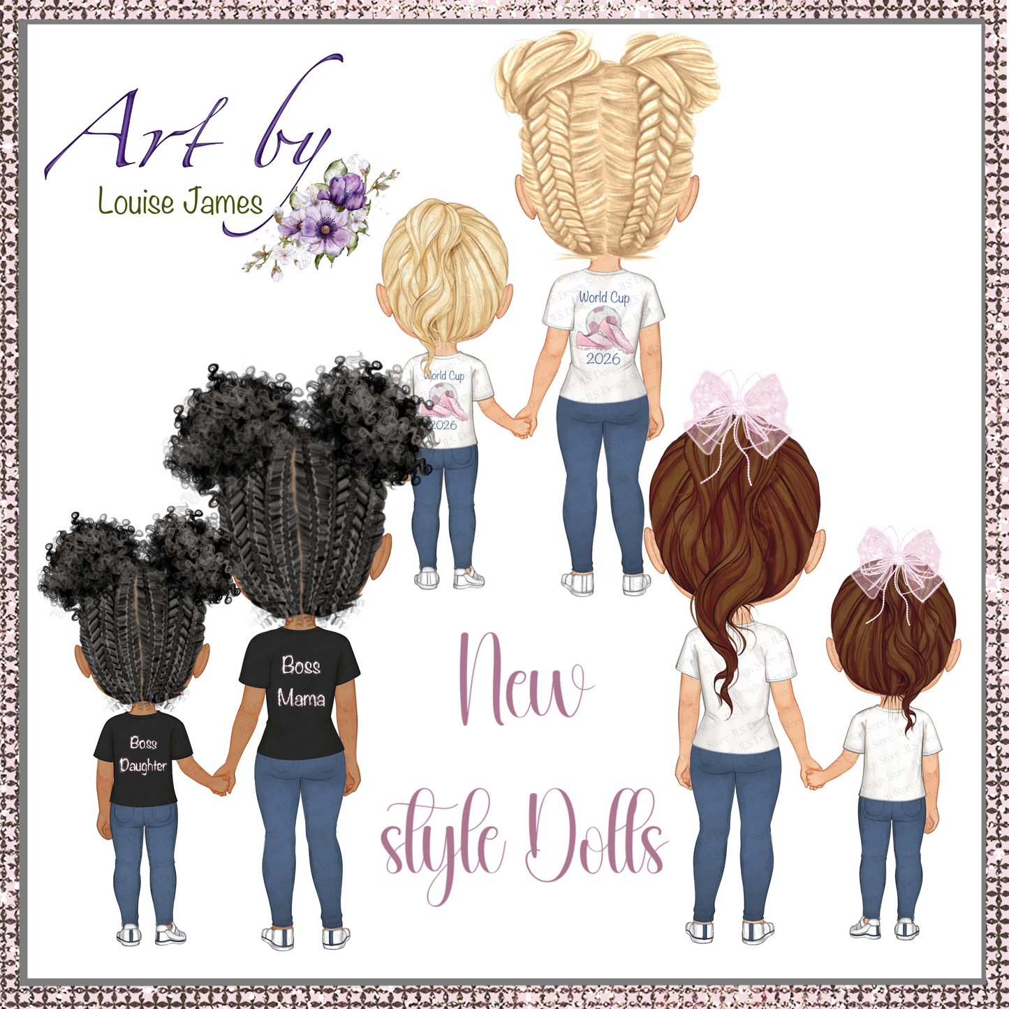 Back View Fashion Girl PNG Bundle – Customisable Doll Style Design Set