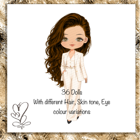 Devil Wears Prada Inspired Fashion Girl Doll, Digital Doll Download, 36 Dolls PNG, Hair Eye Skin Variations, 300 DPI Clipart Set (Copy)
