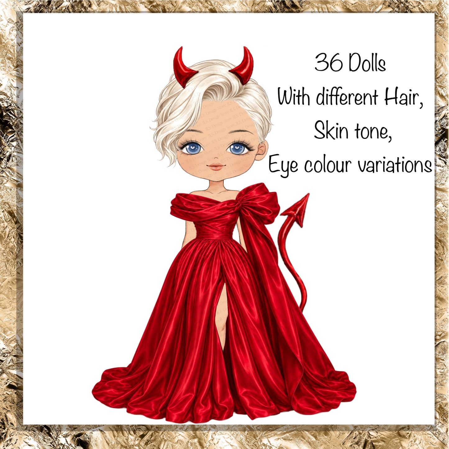 Devil Wears Prada Inspired Fashion Girl Doll, Digital Doll Download, 36 Dolls PNG, Hair Eye Skin Variations, 300 DPI Clipart Set