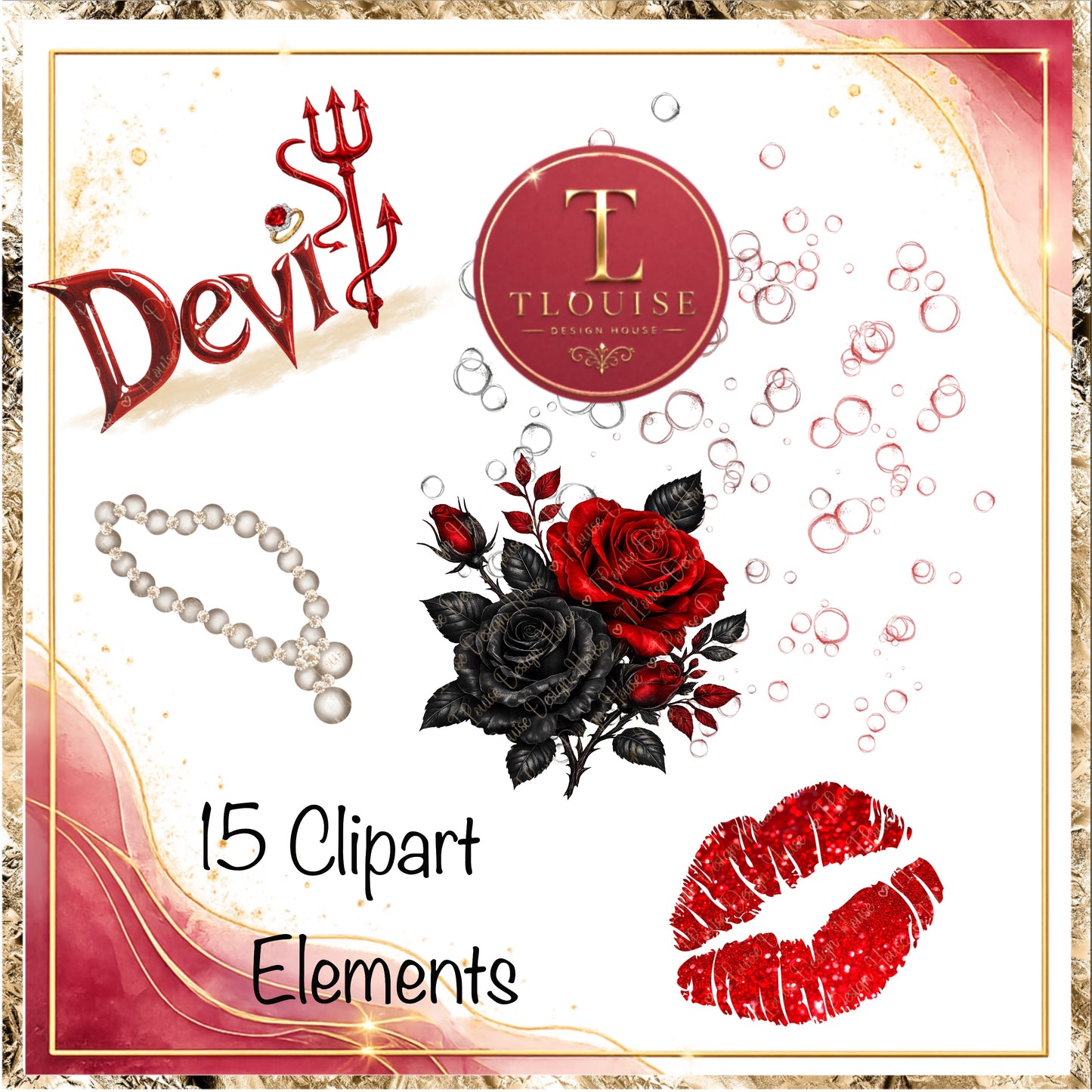 Devil Wears Prada inspired elements and arrangements Fashion Glam Clipart Bundle, Designer Inspired PNG Collection, Chic Accessories Graphics