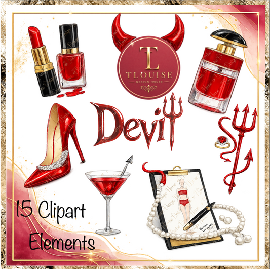 Devil Wears Prada inspired elements and arrangements Fashion Glam Clipart Bundle, Designer Inspired PNG Collection, Chic Accessories Graphics
