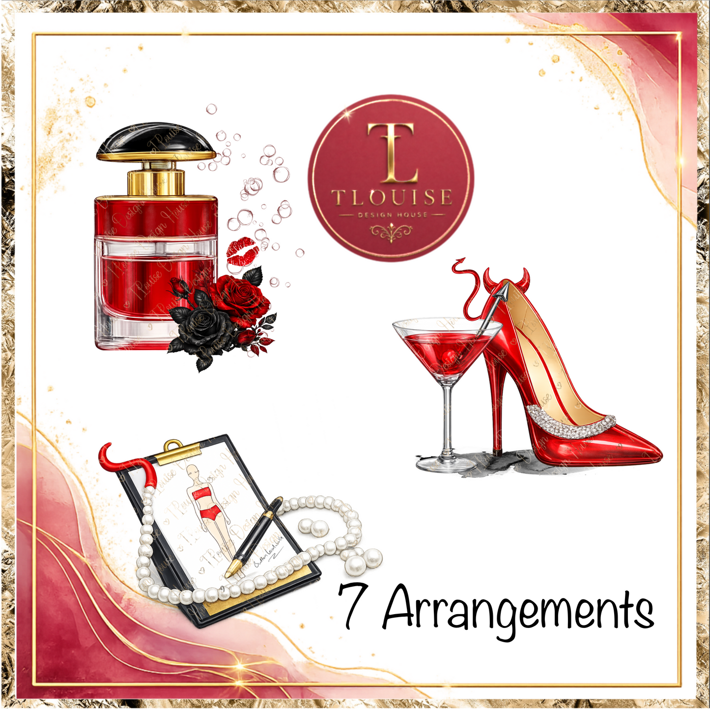 Devil Wears Prada inspired elements and arrangements Fashion Glam Clipart Bundle, Designer Inspired PNG Collection, Chic Accessories Graphics