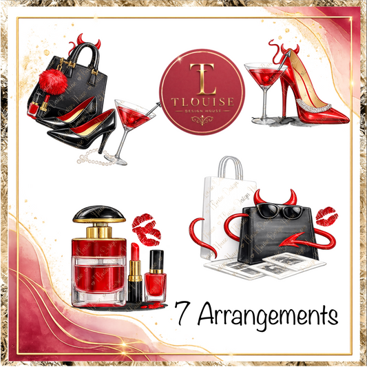Devil Wears Prada inspired elements and arrangements Fashion Glam Clipart Bundle, Designer Inspired PNG Collection, Chic Accessories Graphics