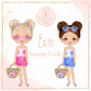 Evie Summer Clipart PNG Bundle, Summer Girl Digital Download, 300 DPI PNG, Hair Skin Eye Variations, Sublimation Design