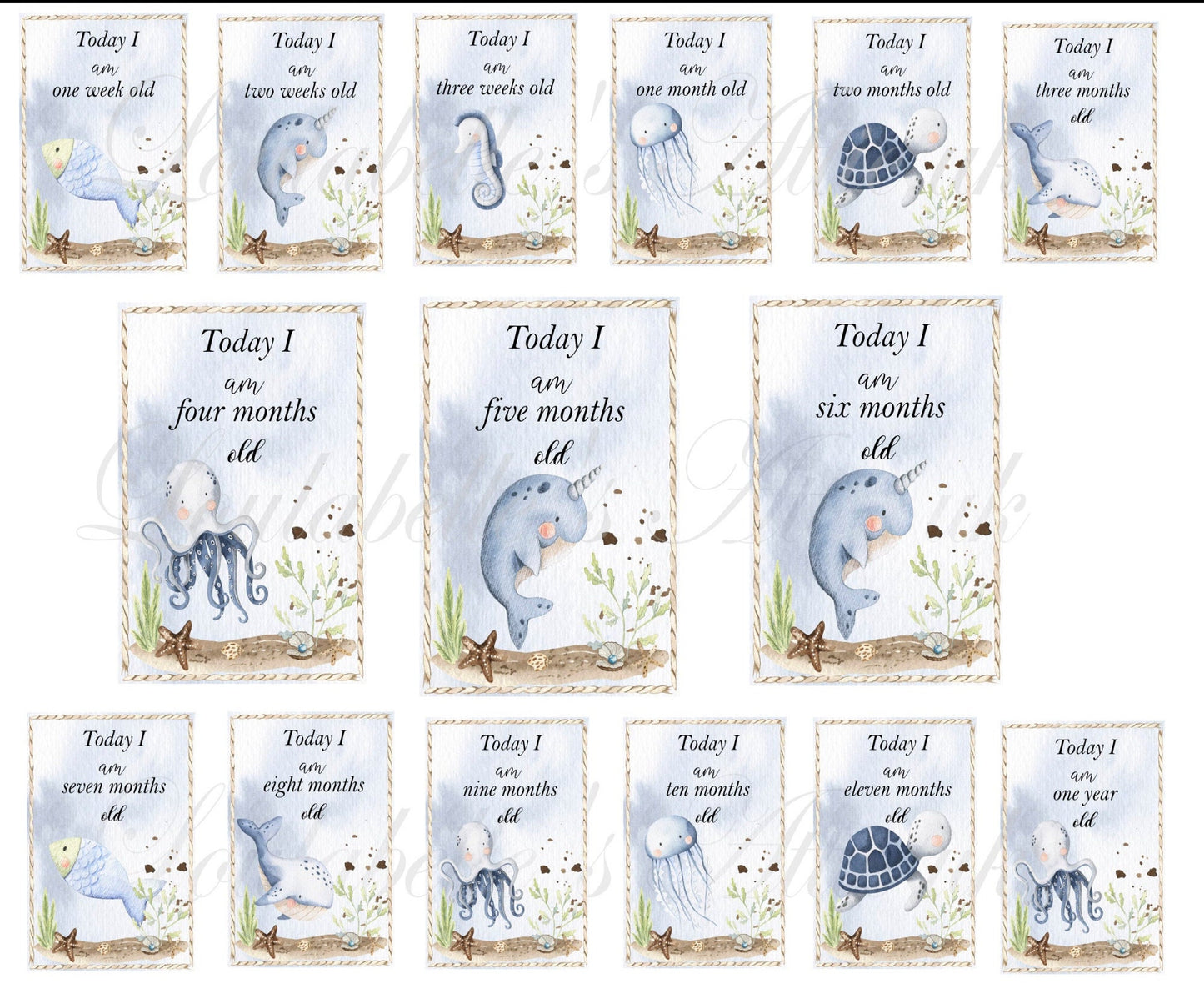 Under the Sea Nursery Bundle: Baby Stats & Milestone PNG Files