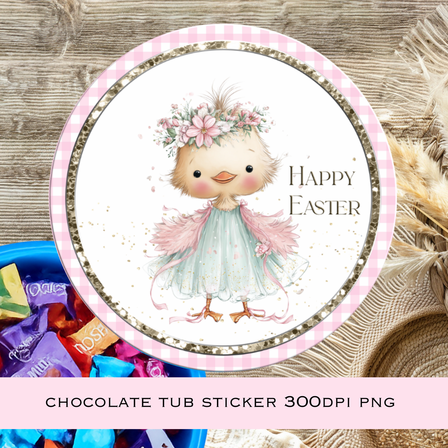 Easter Chick Chocolate Tub Sticker