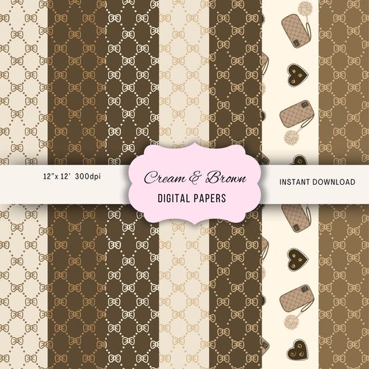 Seamless Patterns in Cream & Brown